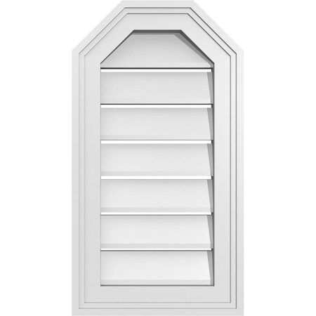 Ekena Millwork Octagonal Top Surface Mount PVC Gable Vent w/ 2"W x 1-1/2"P Brickmould Frame, 12"W x 22"H GVPOT12X2202SF